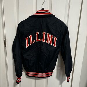 ILLINI Navy Bomber Jacket with Orange & White Lettering